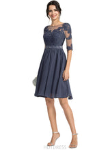 Load image into Gallery viewer, Alexus A-line Scoop Knee-Length Chiffon Lace Cocktail Dress With Beading HDOP0020951