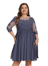 Load image into Gallery viewer, Alexus A-line Scoop Knee-Length Chiffon Lace Cocktail Dress With Beading HDOP0020951