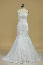 Load image into Gallery viewer, Sweetheart Wedding Dresses Mermaid Tulle With Applique And Beads Court Train