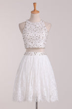 Load image into Gallery viewer, White Homecoming Dresses Scoop Lace Two Pieces
