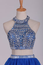 Load image into Gallery viewer, Two Pieces Short/Mini Scoop A Line With Beading Homecoming Dresses