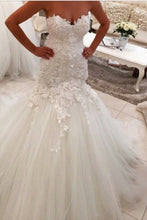 Load image into Gallery viewer, Sweetheart Wedding Dresses Tulle Mermaid/Trumpet With Applique