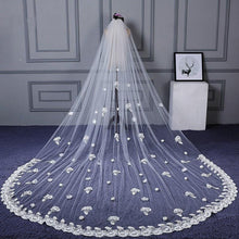 Load image into Gallery viewer, 3M Tulle Ivory Wedding Veils with Appliques, Fashion Hand Made Flowers Wedding Veils SJS15544