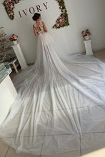 Load image into Gallery viewer, A Line Appliques Ivory Open Back Wedding Dresses Long Beach Bridal SJSP2PKLXCG