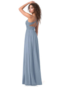Wendy Sleeveless Spaghetti Staps Natural Waist A-Line/Princess Floor Length Bridesmaid Dresses