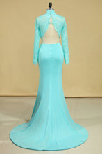 Load image into Gallery viewer, Two Pieces Prom Dresses Mermaid Spandex &amp; Tulle With Applique