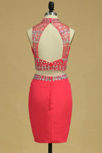 Load image into Gallery viewer, New Arrival Homecoming Dresses High Neck Two Pieces Chiffon With Beading