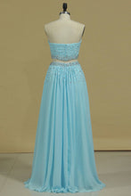 Load image into Gallery viewer, Two Pieces Sweetheart Prom Dresses Chiffon With Beads And Ruffles A Line