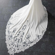 Load image into Gallery viewer, Spaghetti Straps Lace Open Back Mermaid Off White Wedding Dresses Bridal Dresses SJS15416