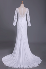 Load image into Gallery viewer, Wedding Dresses Scoop Long Sleeves Spandex Court Train With Applique