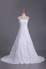 Load image into Gallery viewer, Wedding Dresses Strapless Tulle With Applique Chapel Train
