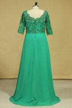 Load image into Gallery viewer, Plus Size V Neck Mother Of The Bride Dresses With Beads &amp; Applique Chiffon Color Hunter