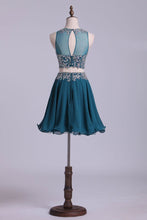 Load image into Gallery viewer, Two-Piece Scoop Homecoming Dresses Tulle &amp; Chiffon Beaded Bodice