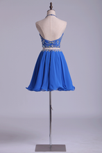 Load image into Gallery viewer, Homecoming Dresses Halter Tulle &amp; Chiffon Beaded Bodice Two Pieces