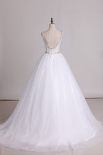 Load image into Gallery viewer, Wedding Dresses Straps With Applique And Beads Tulle A Line