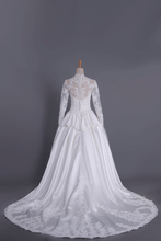 Load image into Gallery viewer, Wedding Dresses A Line V Neck Long Sleeves With Applique Satin