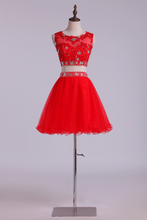 Load image into Gallery viewer, Homecoming Dresses Scoop Tulle Mini With Beading &amp; Applique Two Pieces