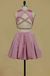 Two-Piece Homecoming Dresses Cross Back Satin