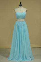 Load image into Gallery viewer, Two Pieces Sweetheart Prom Dresses Chiffon With Beads And Ruffles A Line