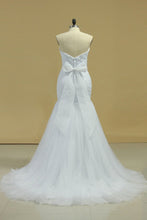 Load image into Gallery viewer, Sweetheart Ruffled Bodice Mermaid Wedding Dress Tulle With Beading