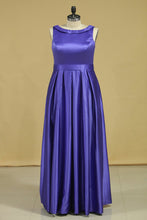 Load image into Gallery viewer, Regency Plus Size A Line Evening Dresses  Cowl Neck Floor Length Satin With Sash
