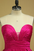 Load image into Gallery viewer, Plus Size A Line Prom Dresses Sweetheart Fuchsia Sweep/Brush Taffeta Zipper Back