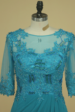 Load image into Gallery viewer, Scoop With Applique &amp; Beads Mother Of The Bride Dresses Chiffon Mid-Length Sleeves