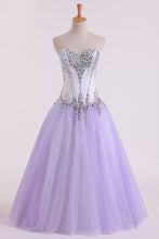 Load image into Gallery viewer, Tulle Sweetheart Beaded Bodice Ball Gown Quinceanera Dresses Floor Length
