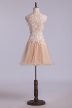 Load image into Gallery viewer, Homecoming DressesTwo Pieces Scoop Tulle With Applique Mini