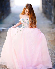 Load image into Gallery viewer, Princess Ball Gown Sweetheart Pink One Shoulder Prom Dresses, Quinceanera Dresses SJS15296
