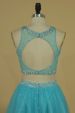 Load image into Gallery viewer, Two Pieces A Line Short/Mini Homecoming Dresses Scoop Tulle With Beading