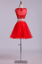 Load image into Gallery viewer, Homecoming Dresses Scoop Tulle Mini With Beading &amp; Applique Two Pieces