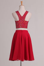 Load image into Gallery viewer, Two-Piece Scoop With Beading Chiffon A Line Homecoming Dresses
