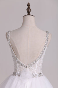 Wedding Dresses Straps With Applique And Beads Tulle A Line