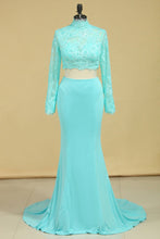 Load image into Gallery viewer, Two Pieces Prom Dresses Mermaid Spandex &amp; Tulle With Applique