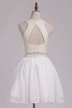 Load image into Gallery viewer, Scoop Open Back Beaded Bodice A Line Lace Homecoming Dresses Two Pieces
