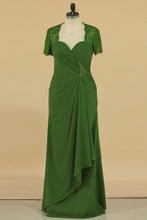 Load image into Gallery viewer, Short Sleeves With Beads And Ruffles Mother Of The Bride Dresses A Line Chiffon