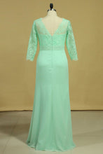 Load image into Gallery viewer, 3/4 Length Sleeve Mother Of The Bride Dresses V Neck Chiffon With Applique