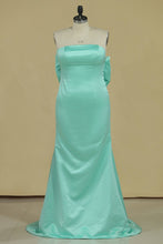 Load image into Gallery viewer, Prom Dresses Strapless Mermaid Satin With Bow Knot Plus Size