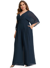 Load image into Gallery viewer, Zoe Jumpsuit/Pantsuit V-Neck Floor-Length Chiffon Evening Dress With Pleated HDOP0020787
