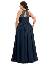 Load image into Gallery viewer, Vivien A-line Scoop Illusion Floor-Length Chiffon Lace Evening Dress HDOP0020944