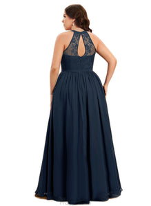 Vivien A-line Scoop Illusion Floor-Length Chiffon Lace Evening Dress HDOP0020944
