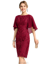 Load image into Gallery viewer, Jemima Sheath/Column Scoop Knee-Length Chiffon Lace Cocktail Dress HDOP0020974