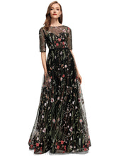 Load image into Gallery viewer, Leah A-line Scoop Illusion Floor-Length Lace Evening Dress With Beading HDOP0020919