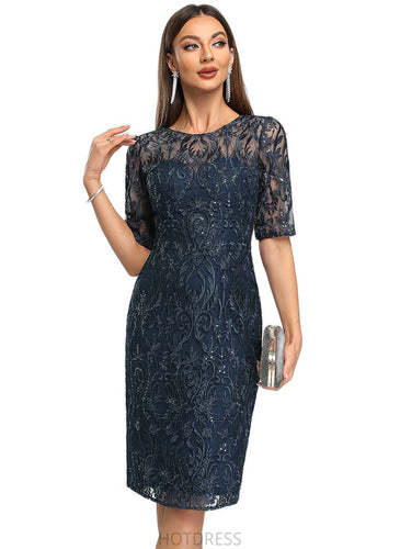 Shayla Sheath/Column Scoop Knee-Length Lace Cocktail Dress With Sequins HDOP0020921