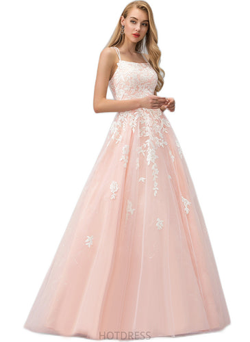Casey Ball-Gown/Princess Square Floor-Length Lace Tulle Prom Dresses With Sequins HDOP0020929