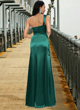 Load image into Gallery viewer, Andrea Sheath/Column Asymmetrical Floor-Length Stretch Satin Prom Dresses HDOP0022193