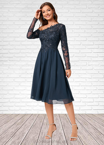 Kassandra A-line One Shoulder Knee-Length Chiffon Lace Sequin Cocktail Dress With Sequins HDOP0022310