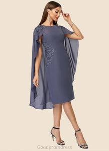 Aliya Sheath/Column Scoop Knee-Length Chiffon Cocktail Dress With Beading Appliques Lace HDOP0022316