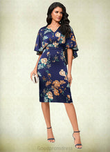 Load image into Gallery viewer, Alani Sheath/Column V-Neck Knee-Length Satin Cocktail Dress With Pleated HDOP0022317